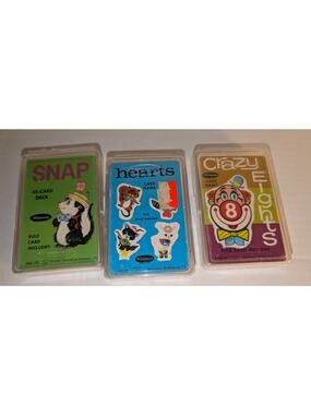 Vintage 1950's - 60's Lot 3 Whitman Snap Crazy 8's Hearts Children's Card Games